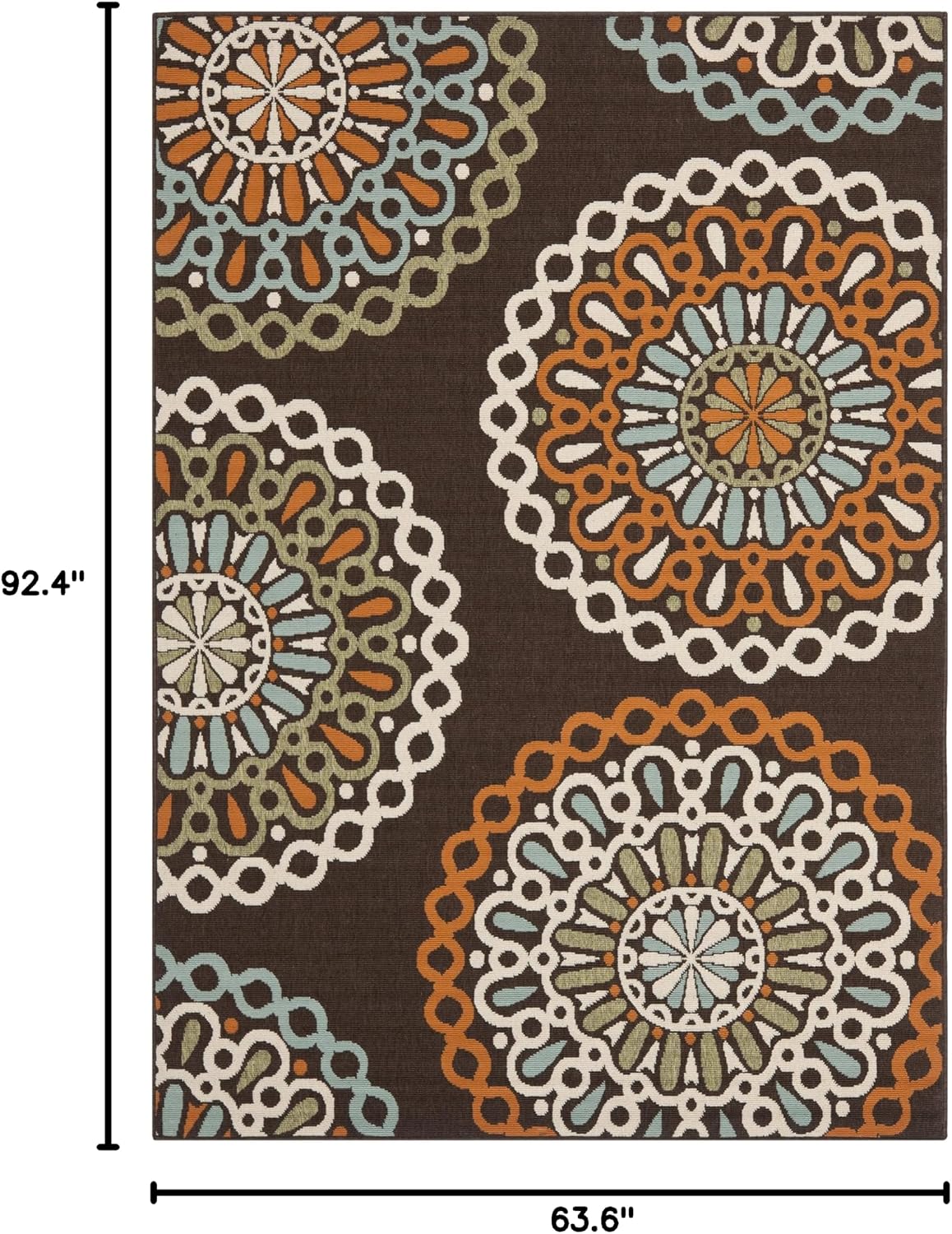 SAFAVIEH Washable Rug Outdoor Veranda Collection - 5'3" x 7'7", Chocolate & Terracotta, Non-Shedding & Easy to Clean, Ideal for Patio, Backyard, Mudroom (VER092-0725)