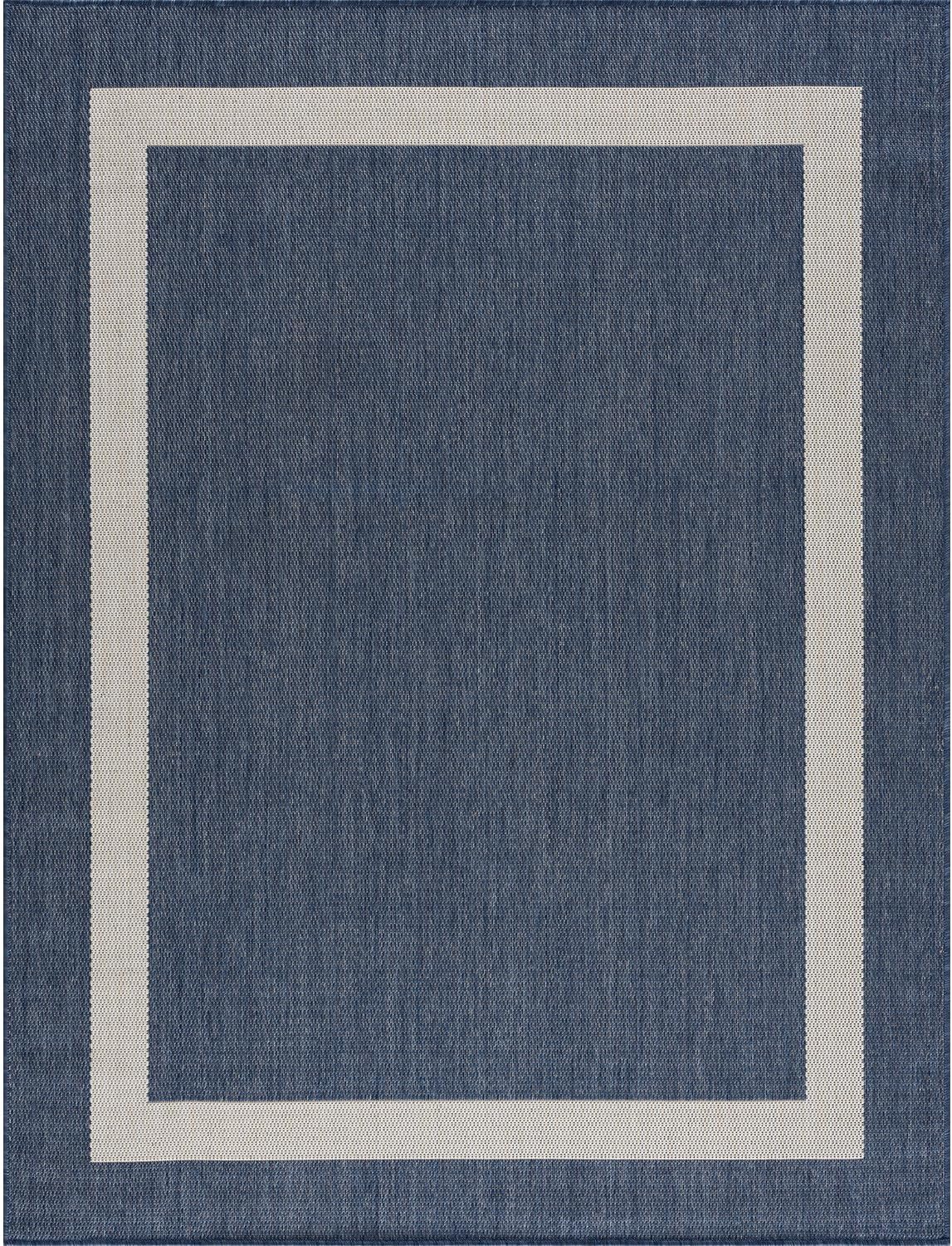CAMILSON Outdoor Rug 6x9, Modern Outside Rugs for Patios Porches Waterproof Durable Washable Non-Shedding, Easy-to-Clean Indoor Outdoor Area Carpet (6 x 9, Bordered - Blue/White)