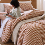 Bedsure PureWoven Gingham Duvet Cover Set Linen‑Like, King Size, 3-PC