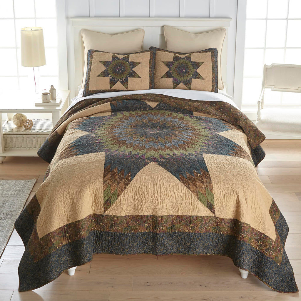 Donna Sharp Cotton Twin Quilt - Cabin Raising Pine Cone, 68" x 90"