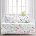 Cozy Line Home Fashions Bloom Floral Blue Rose Spring Reversible Quilt Bedding Set, Coverlet Bedspread Lightweight for All Seasons (Pink Garden, Queen - 6 Piece)