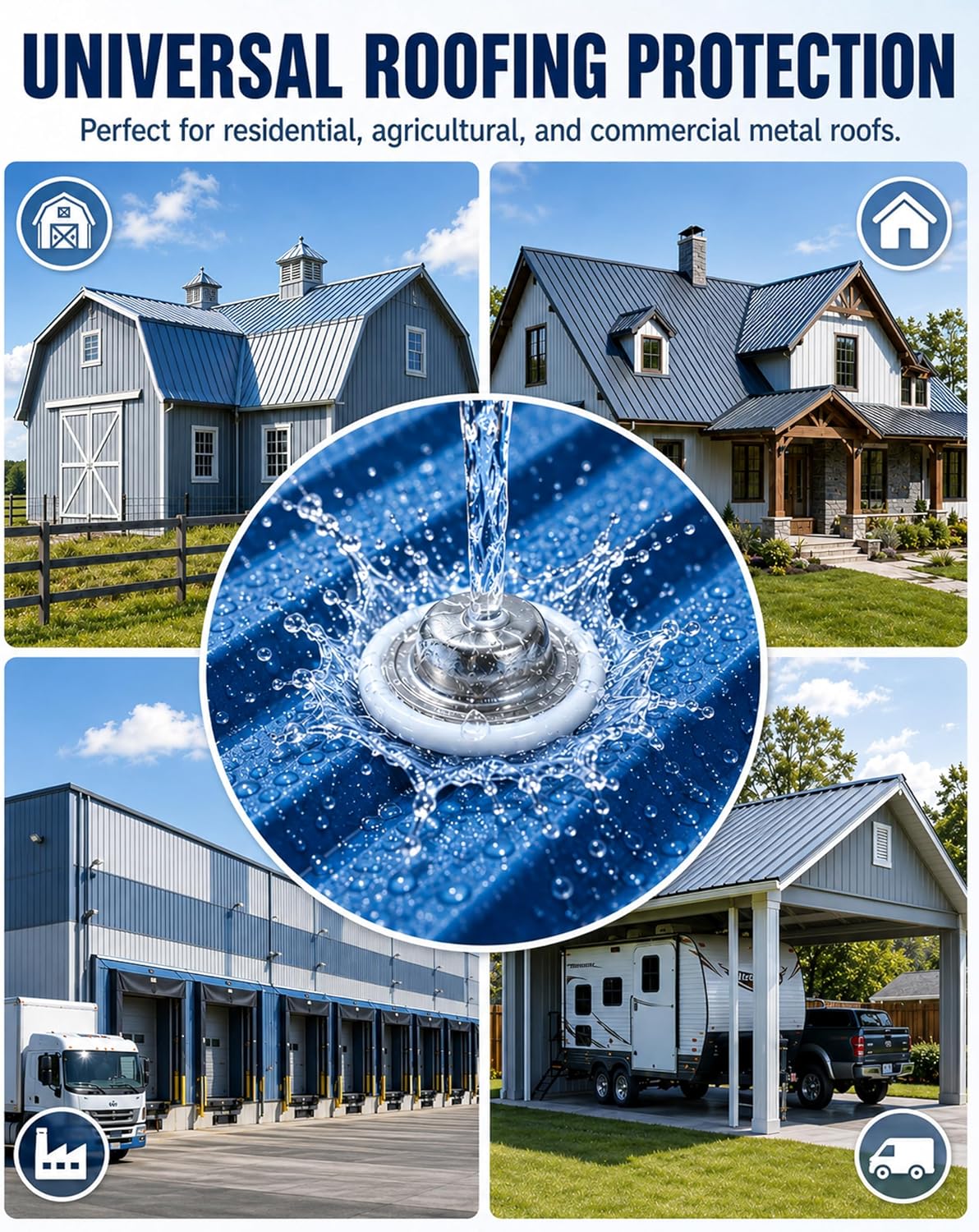 Metal Roof Bolt Caps, No Screw Removal Seals Over Existing Screws Heads Required Watertight Seal for Metal Roofing Protection Against Future Leaks Durable Aluminum Zinc for Home Projects (150)