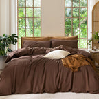 MooMee Duvet Cover Set 100% Washed Cotton Linen Like King