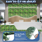ECOOPTS 20"x20" Faux Ivy Privacy Fence Screen Artificial Boxwood Panels Topiary Hedge Plants for Indoor Outdoor Decoration, 12 Mixed Leaves, 20 Packs