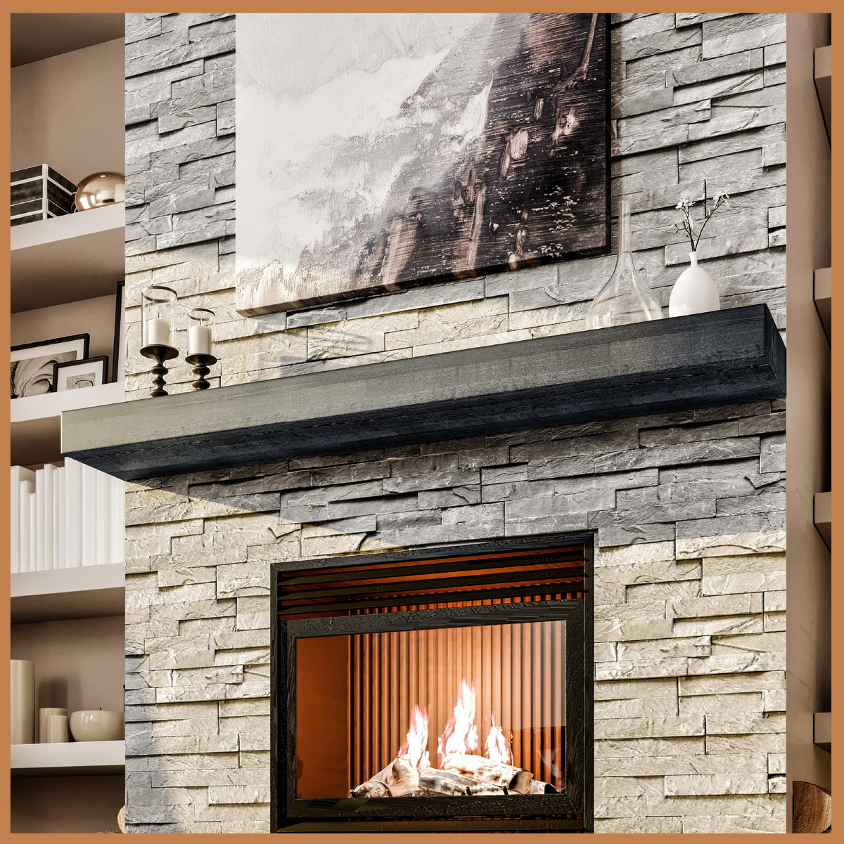 Avana Fireplace Mantel - Wall-Mounted Mantles for Over Fireplace - Farmhouse Fireplace Mantle Shelves - Handcrafted Wood Fireplace Mantels - Floating Mantel 72 Inches X 8 X 5 - Rustic Natural