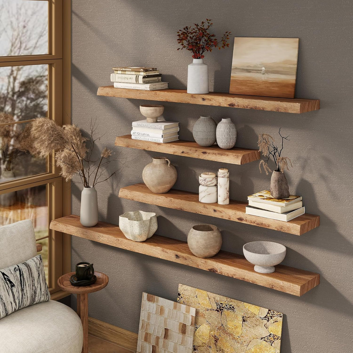 Marsmiles 55in Long Floating Shelves for Wall Mounted, 1Pack|Natural