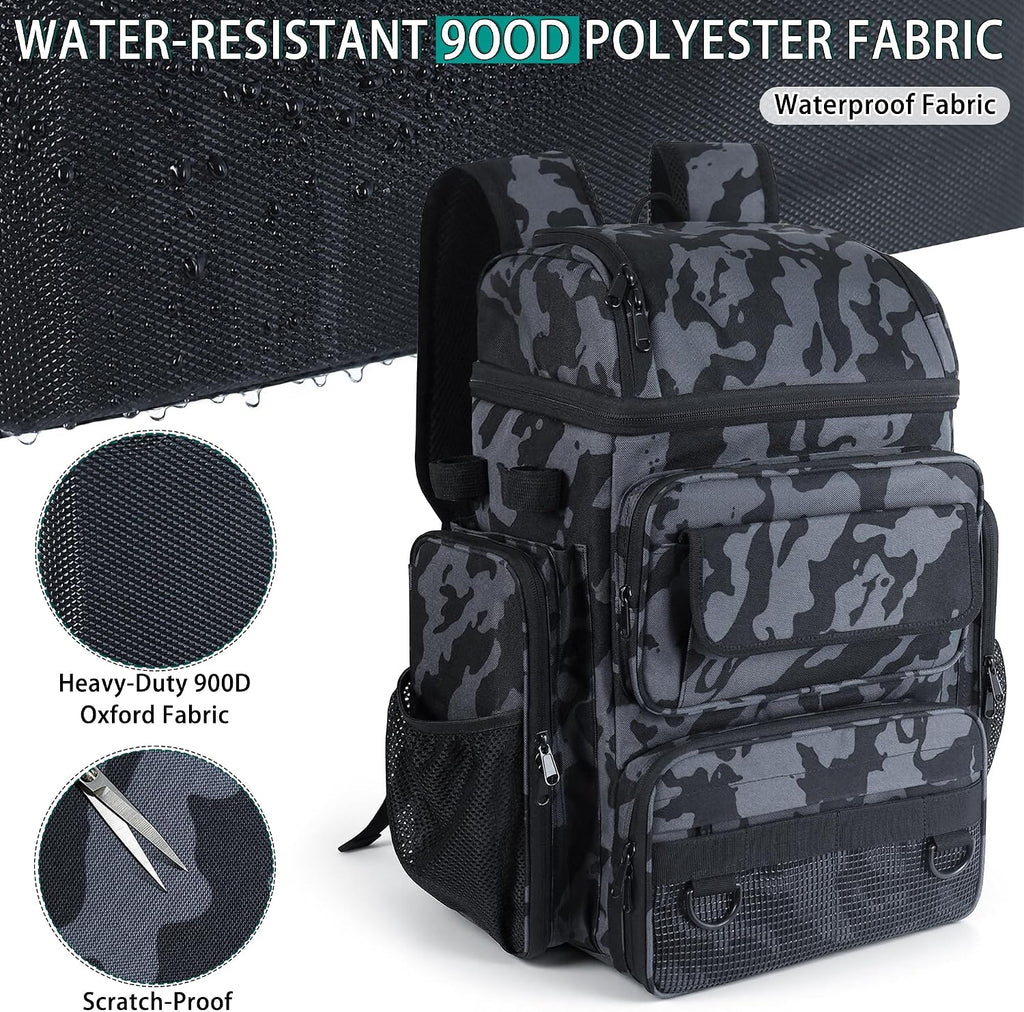 Fishing Tackle Backpack With Rod Holders,45L Large Tackle Bag & Fishing Tackle Backpack for Fishing,Camping, Hiking,Camouflage Blue