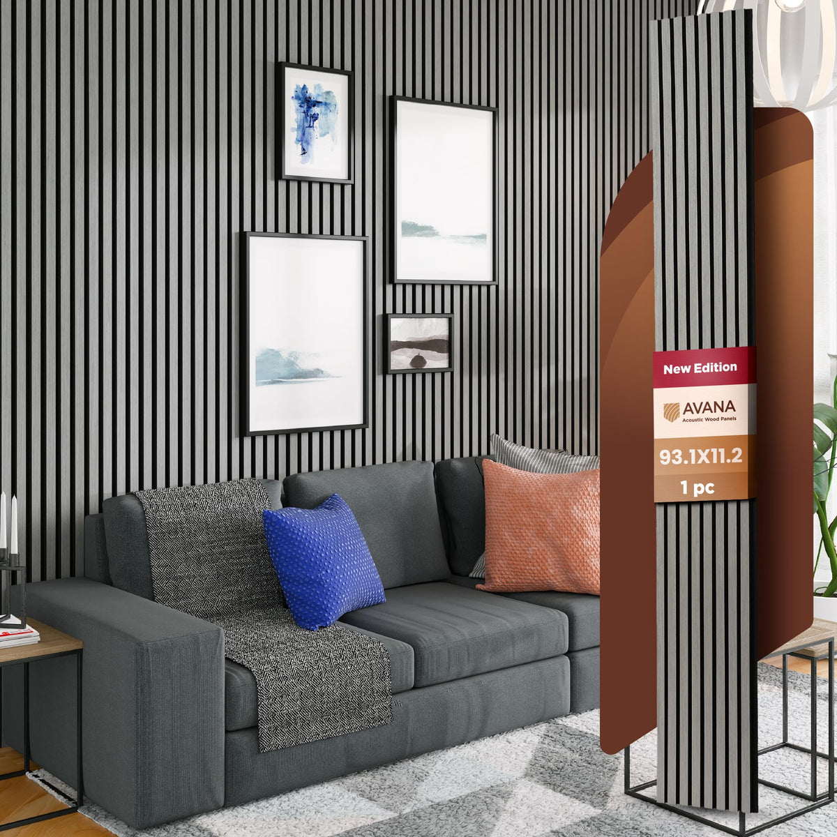 Avana Acoustic Wood Wall Panels – 93.2x11.25 Inch Panels – Fits 94x12 Layout – Rustic Walnut Acoustic Panels 4 PCs –Wall Panels For Interior Wall Decor For Homes, Offices – Durable Wood Panel For Wall