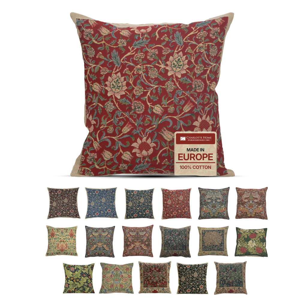 William Morris Chrysanthemum Multi Tapestry Throw Pillow Cover 16 x 16 in