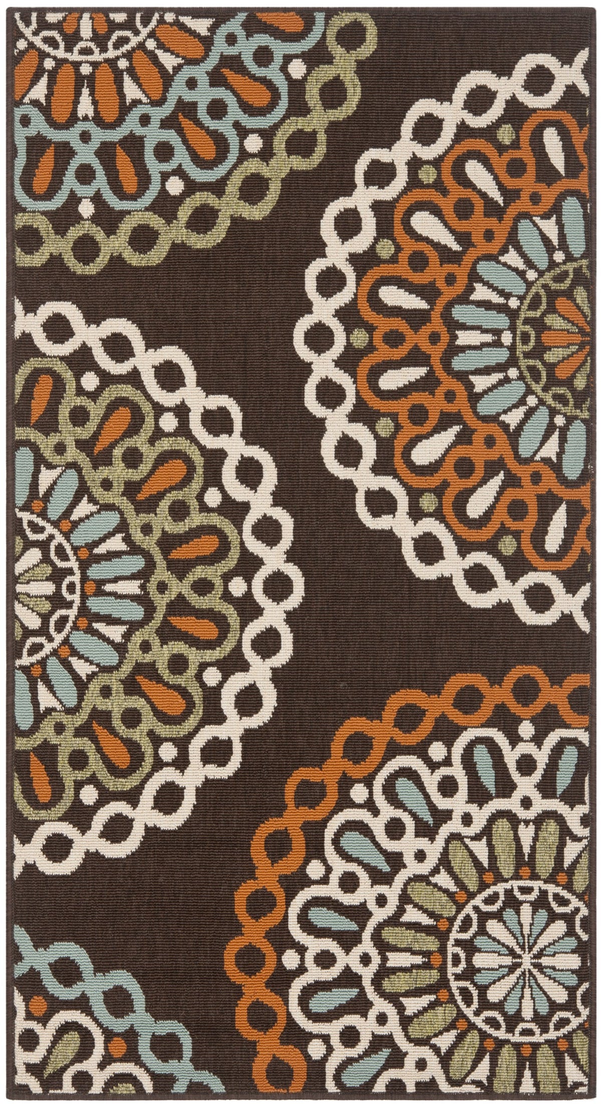 Safavieh Veranda Collection 6'7" x 6'7" Round Cream/Blue VER092 Boho Floral Indoor/Outdoor Non-Shedding Easy Cleaning Patio Backyard Porch Deck Mudroom Area Rug