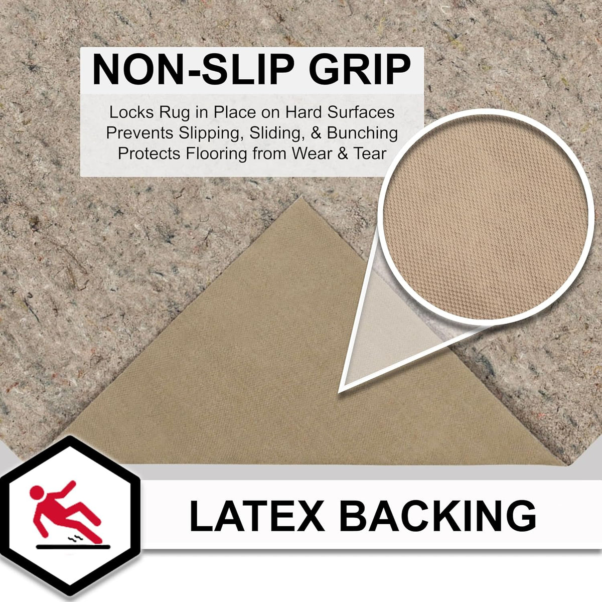 Mohawk Home Non Slip Rug Pad 9' x 12'- 1/4" Thick Felt + Latex Rubber Gripper - Dual Surface Cushion for Hardwood, Carpet, Tile Floors, Made in USA