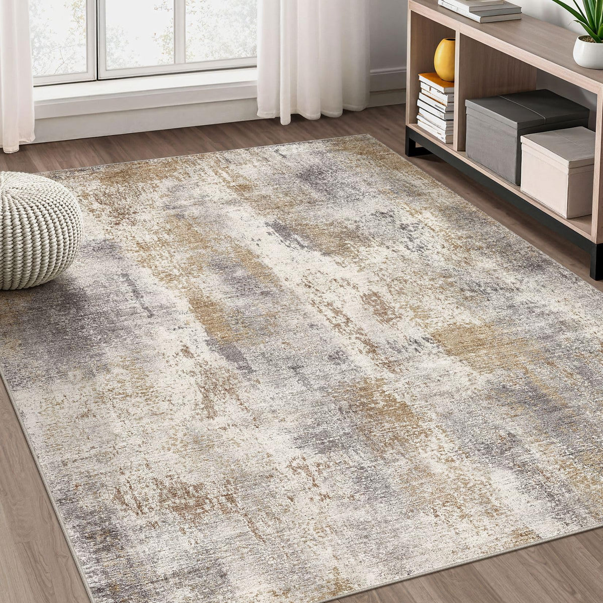 DMOYEST Area Rug Living Room Rugs 9x12 Washable Abstract Grey Carpet