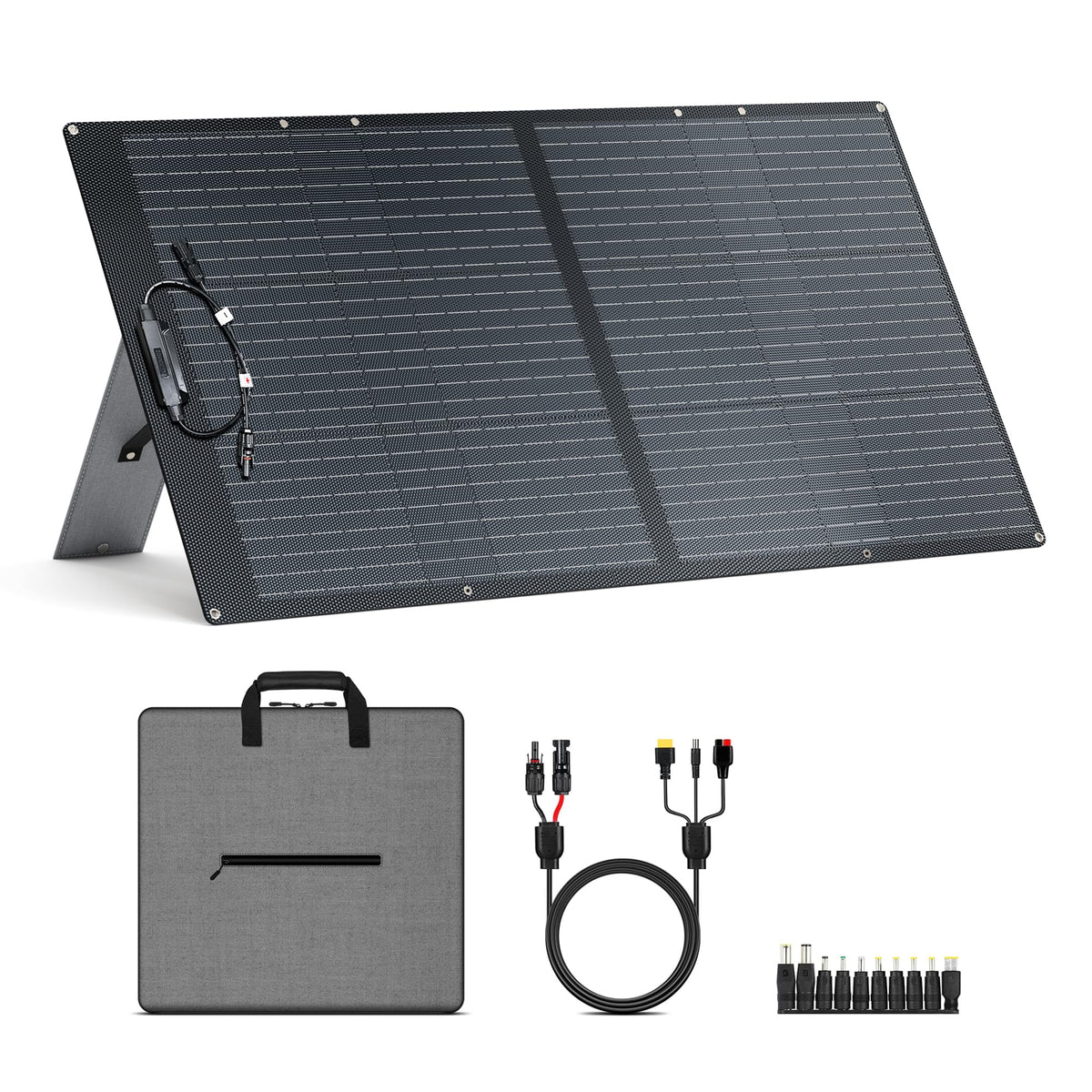 200W Portable Solar Panel for Power Station and Solar Generator, ETFE Foldable Solar Panels 23.7% High Efficiency IP68 Waterproof for Outdoor Trip RV Camping Blackout Off Grid Emergency Power