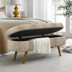 43.5" Ottoman with Storage, Storage Ottoman Bench with Safety Hinge, Bed End Bench, Upholstered Entryway Bench for Bedroom, Living Room & Window, Holds up to 330 lb, Beige