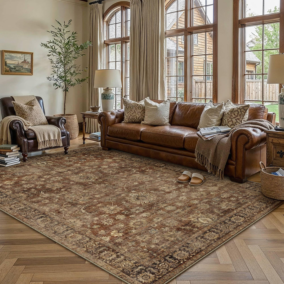 HUGEAR 8x10 Beige Neutral Area Rugs Washable Rug Carpet