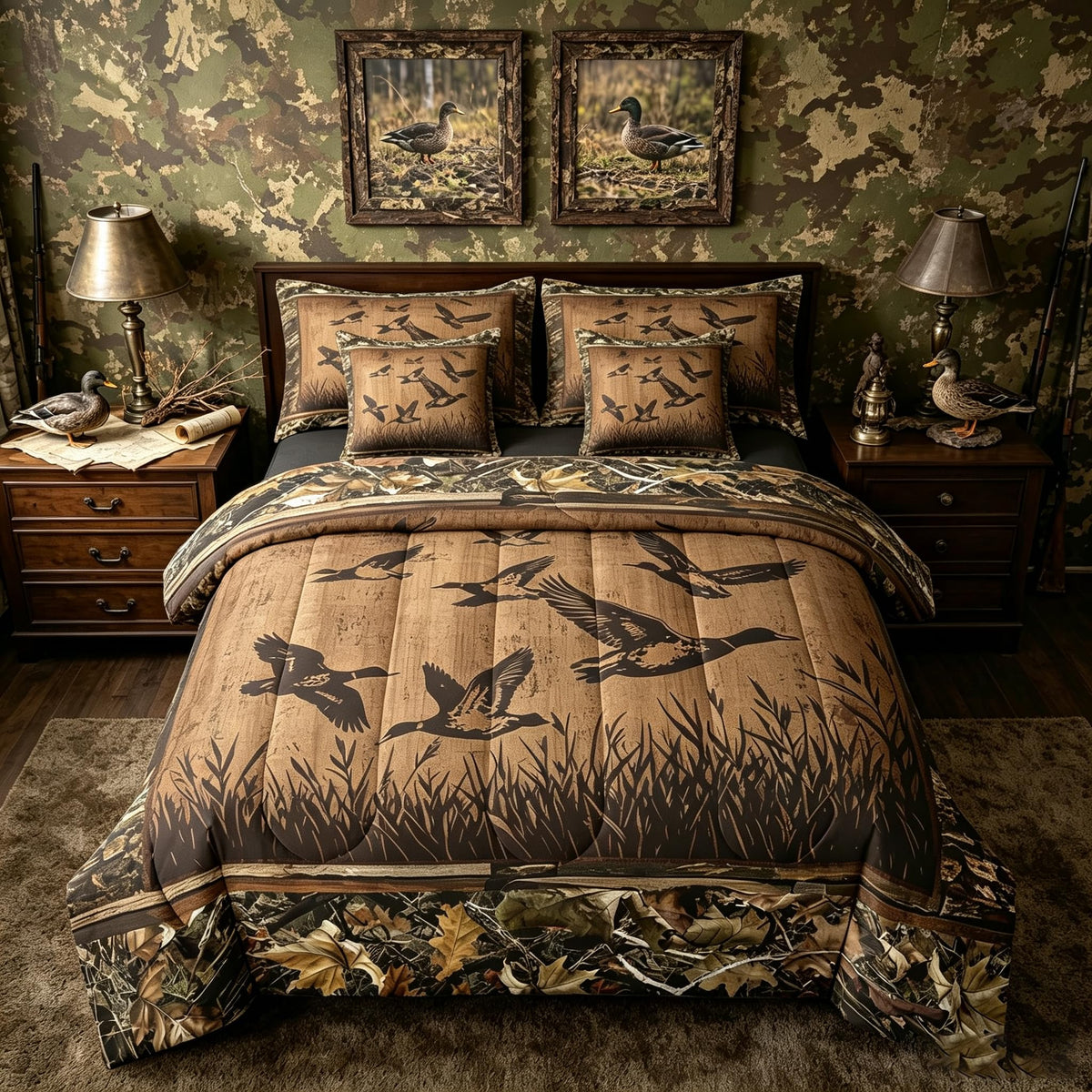 Feelyou Deer Comforter Set with Sheets King Size 7 piece Kids Rustic Deer Hunting Bedding Set Cabin Lodge Deer Bed in a Bag Farmhouse Nature Wildlife Antlers Brown Bed Set