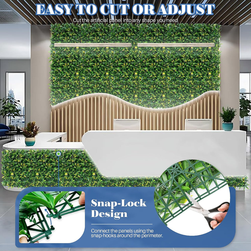 ECOOPTS 20"x20" Faux Ivy Privacy Fence Screen Artificial Boxwood Panels Topiary Hedge Plants for Indoor Outdoor Decoration, #3 Mixed Leaves, 28 Packs