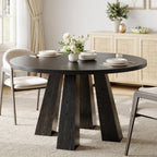 IDEALHOUSE 47" Round Dining Table for 4-6, Farmhouse Wood Kitchen Table
