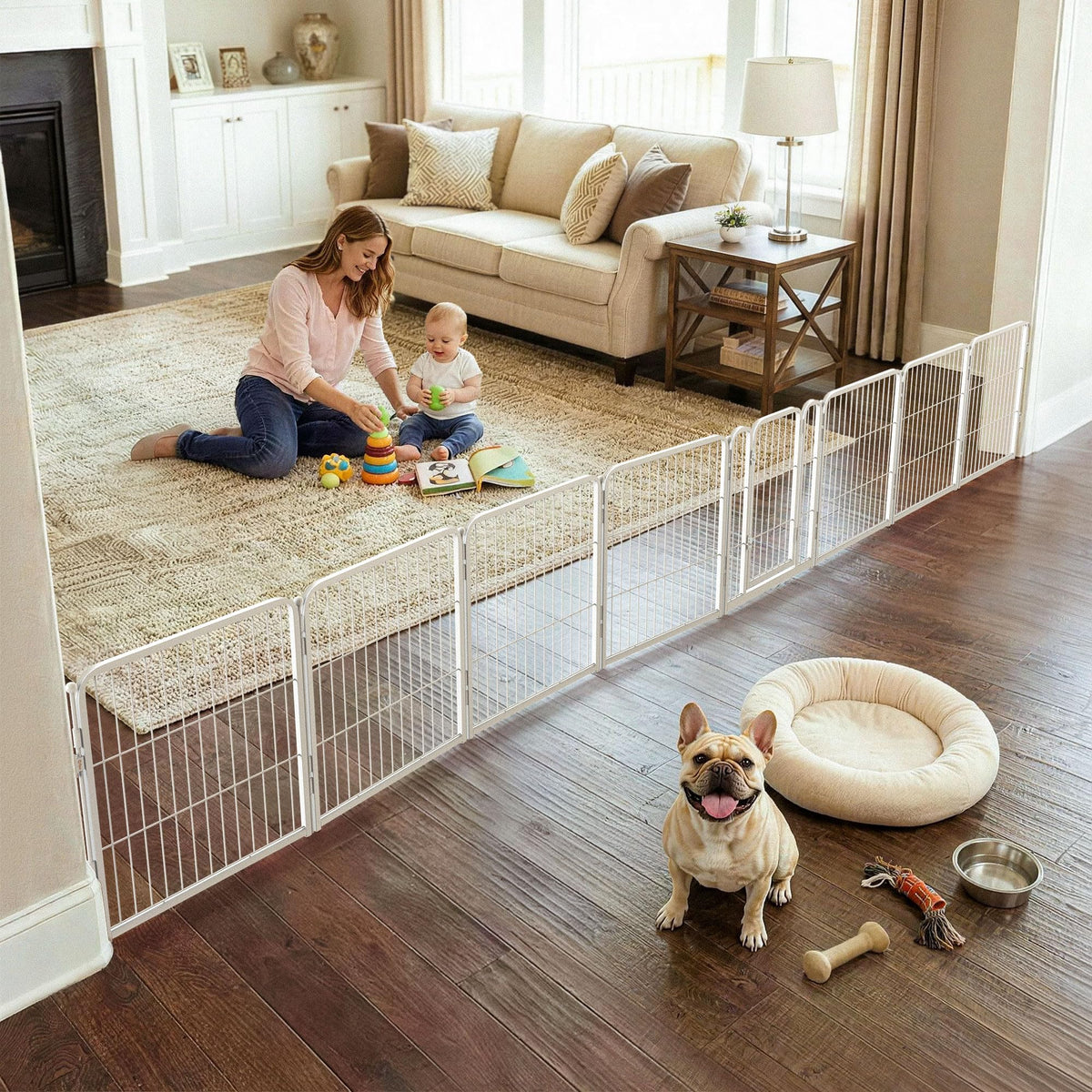 FXW Dog Gate, Extra Wide Adjustable for Openings Up to 165", 32" H