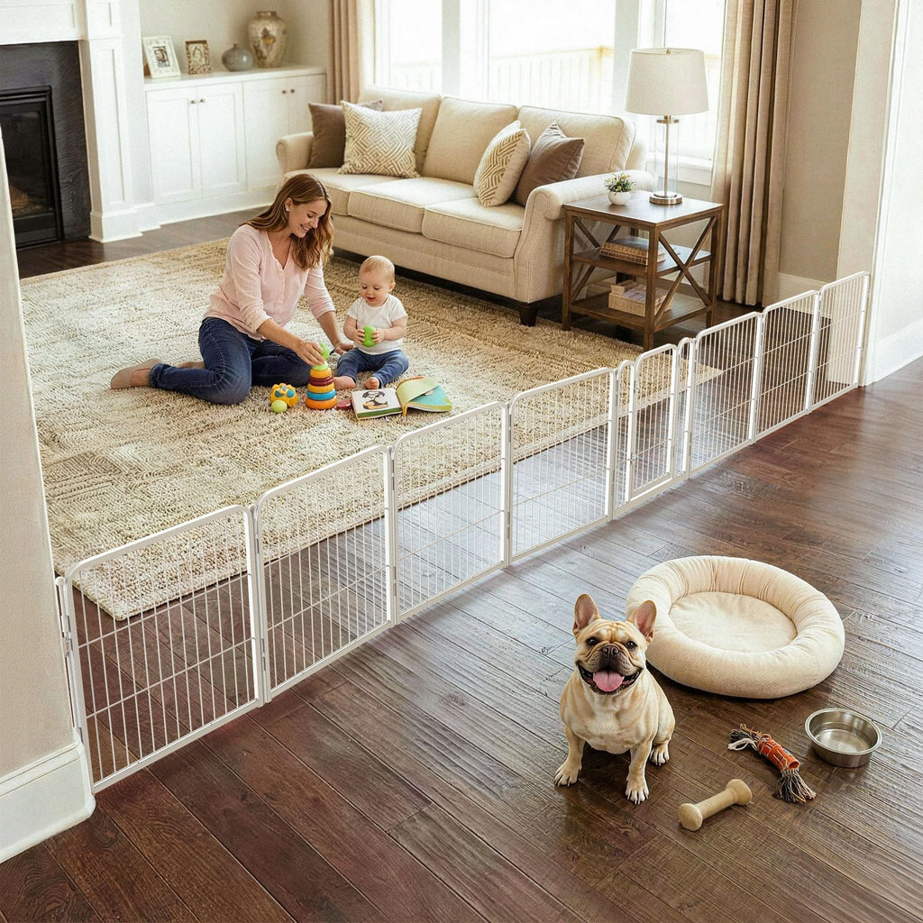 FXW Dog Gate, Extra Wide Adjustable for Openings Up to 111", 32" H