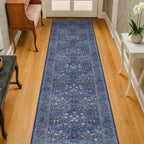 Floral Dark Green Washable Area Rugs 8x10, Vintage Living Room Rug