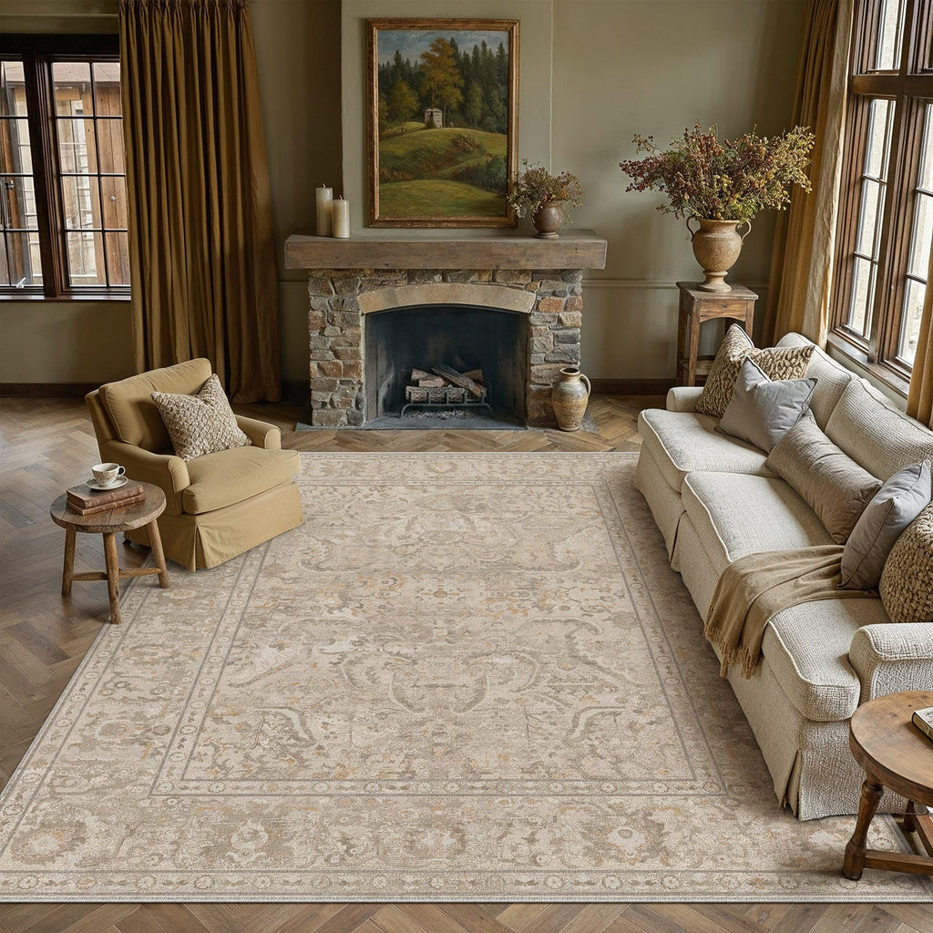 HUGEAR 8x10 Beige Neutral Area Rugs Washable Rug Carpet
