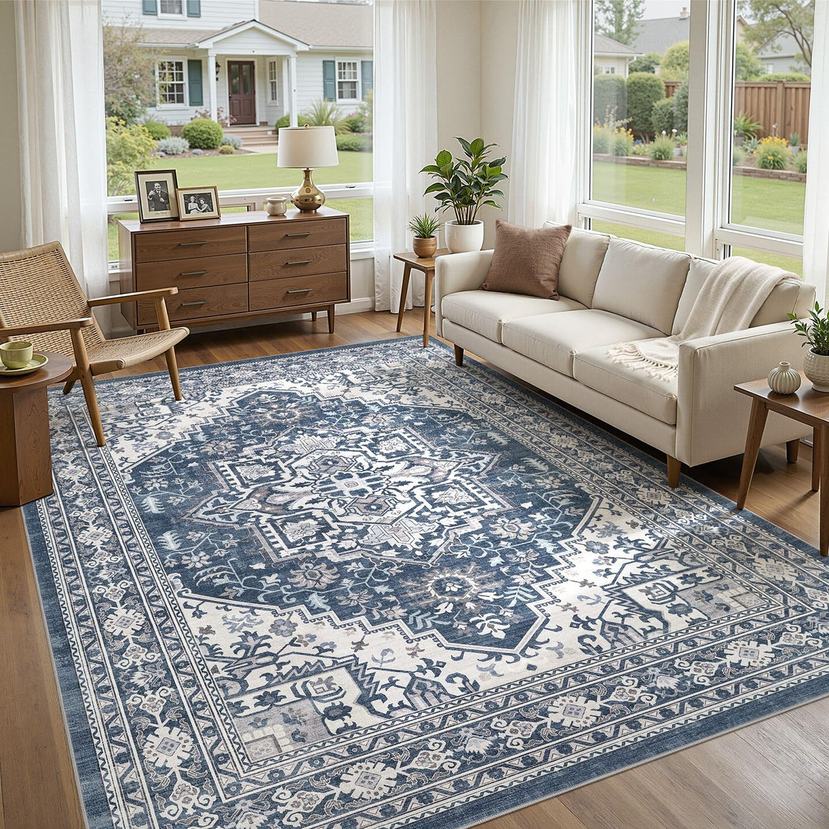 UERMEI 9x12 Area Rug Living Room Rugs - Washable Neutral Modern Abstract Soft Thin Large Rug Indoor Floor No Slip Rug Carpet for Bedroom Under Dining Table Home Office Decor - Brown Grey