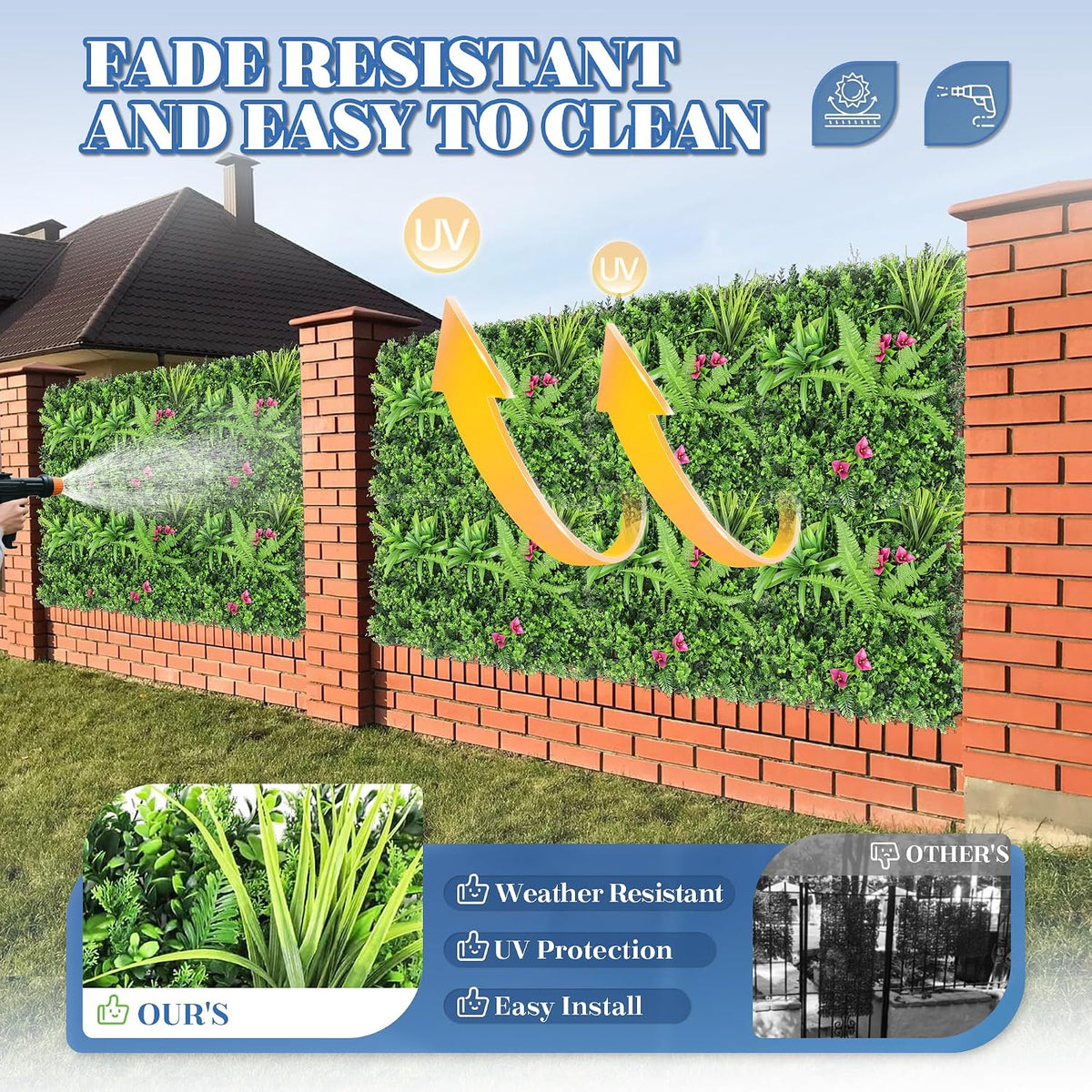 ECOOPTS 20"x20" Faux Ivy Privacy Fence Screen Artificial Boxwood Panels Topiary Hedge Plants for Indoor Outdoor Decoration, 12 Mixed Leaves, 21 Packs