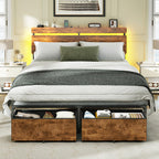 Forestell Queen Bed Frame with Wood Headboard,2 Storage Drawers & Shelf