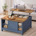 VASAGLE Farmhouse Coffee Table with Storage, Lift Top, Hidden Compartment