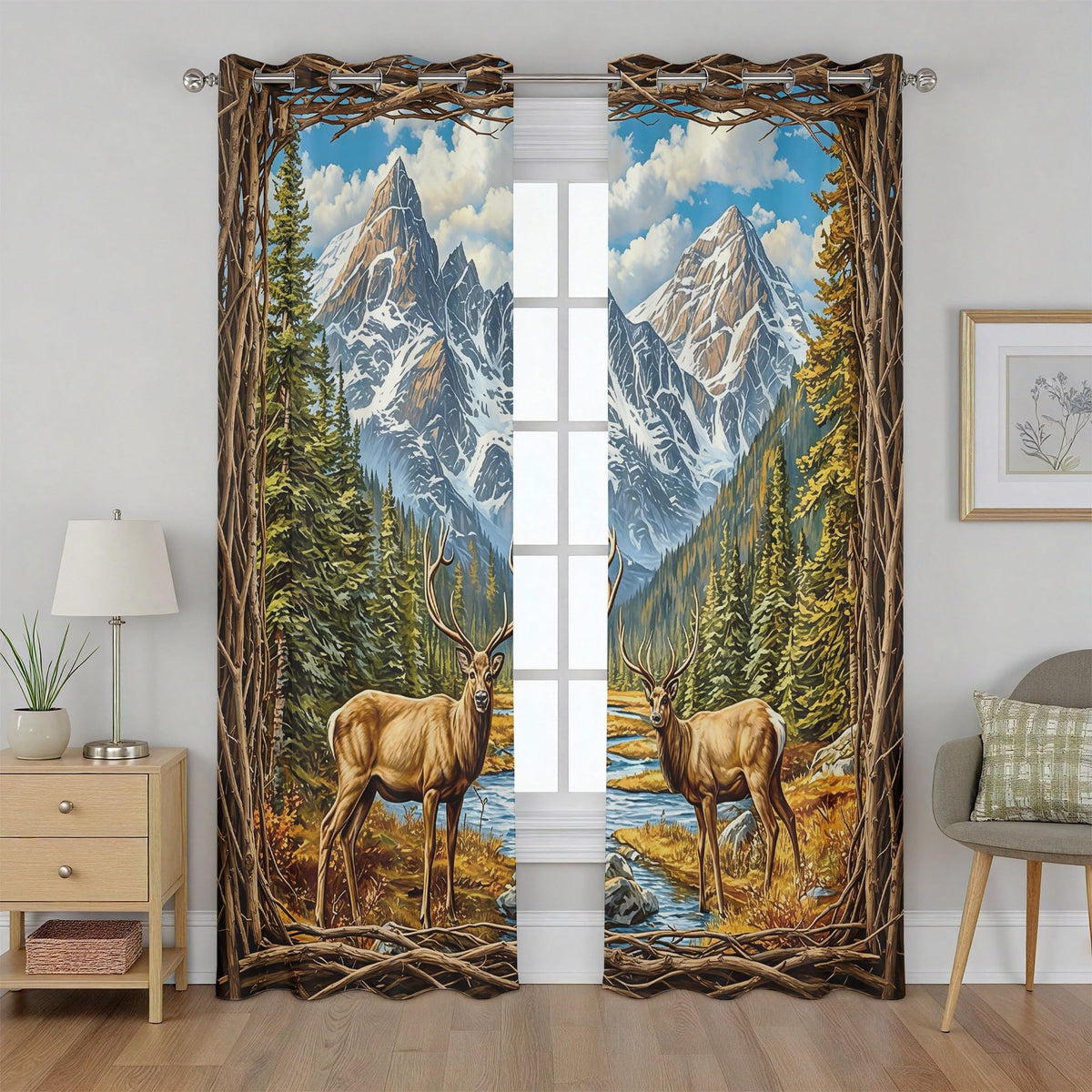 Peacock Curtains 96 Inches Long, Oriental Floral Animal Blackout Curtain
