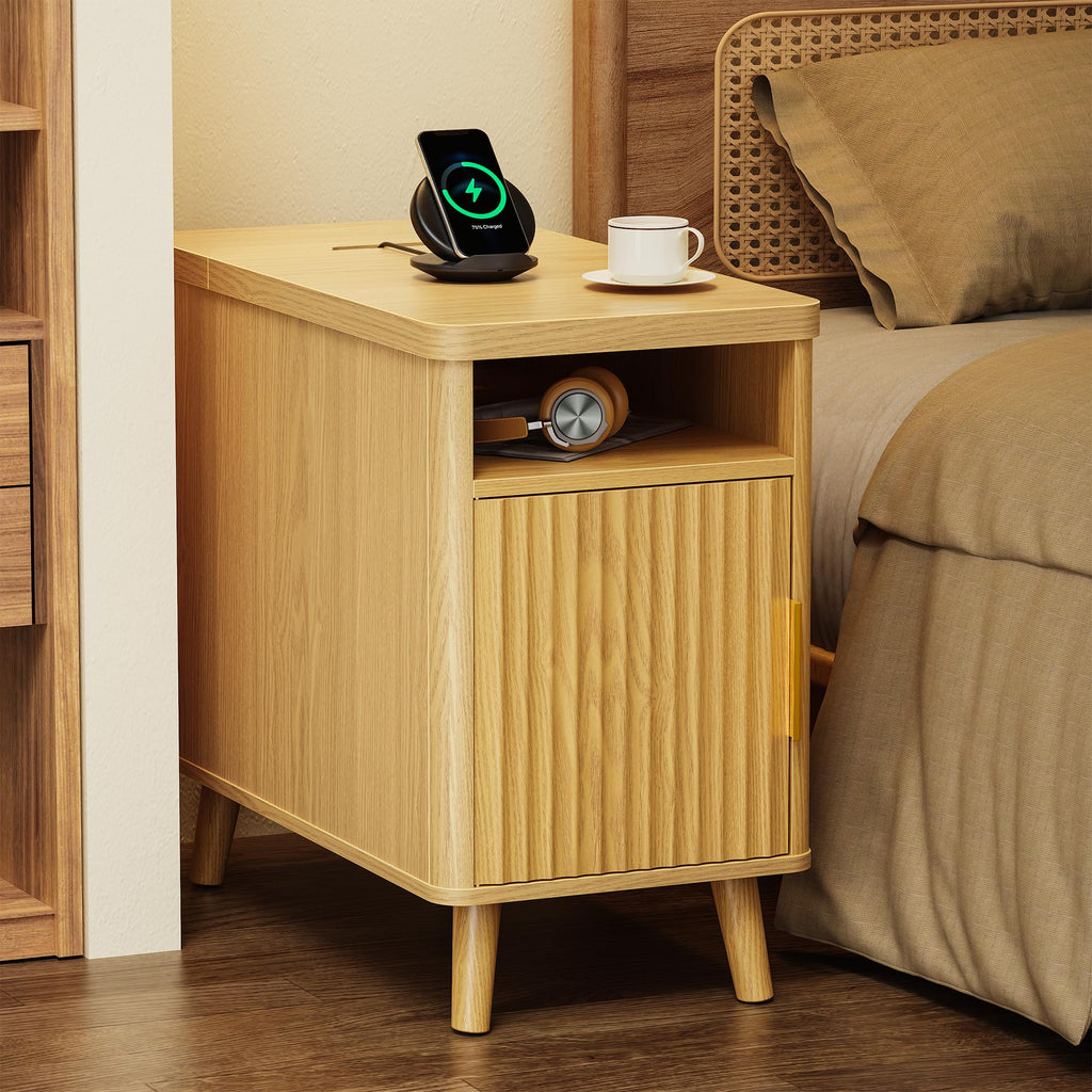 Huuger Narrow End Table with Charging Station, USB-C Port