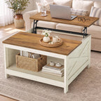 VASAGLE Lift Top Coffee Table, Square Farmhouse Coffee Table with Storage