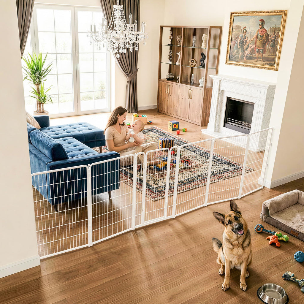 FXW Dog Gate, Extra Wide Adjustable for Openings Up to 111", 32" H