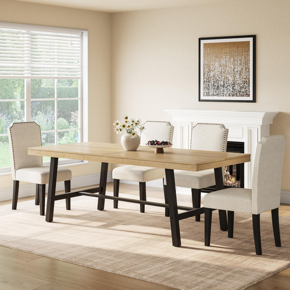 GarveeHome Industrial Dining Table for 6-8 People, 70.87" Long Large Kitchen Table with Sturdy Metal Frame, Rectangular Counter for Dinner, Kitchen, Dining Room (Grey, 71" Non-extendable)