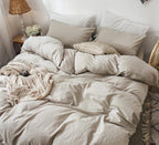 MooMee Duvet Cover Set 100% Washed Cotton Linen Like King