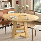 43.3"-59" Extendable Round Oval Dining Table for 4-8 with Storage Shelf