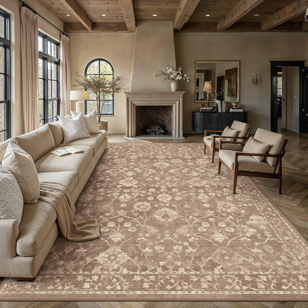 HUGEAR 8x10 Beige Neutral Area Rugs Washable Rug Carpet