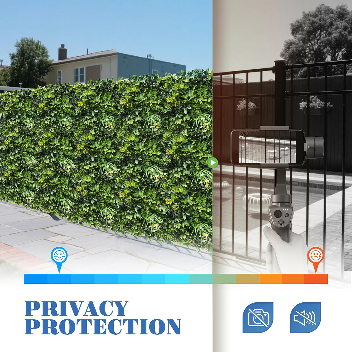 ECOOPTS 20"x20" Faux Ivy Privacy Fence Screen Artificial Boxwood Panels Topiary Hedge Plants for Indoor Outdoor Decoration, #6 Mixed Leaves, 15 Packs