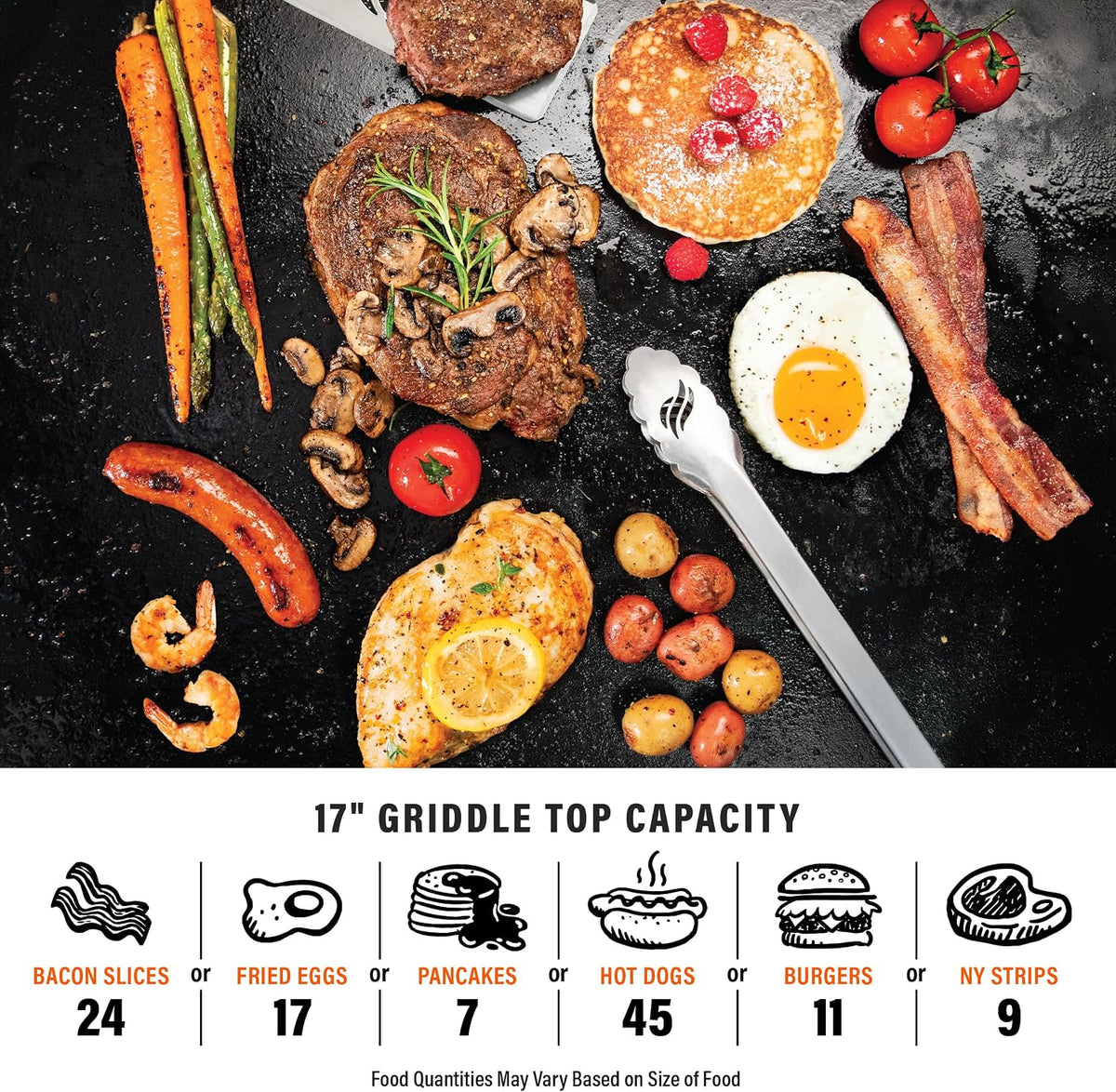 Blackstone 2142 Original 17” Tabletop Griddle with Low-Maintenance Stainless Steel Front Plate, Powder Coated Steel, Black