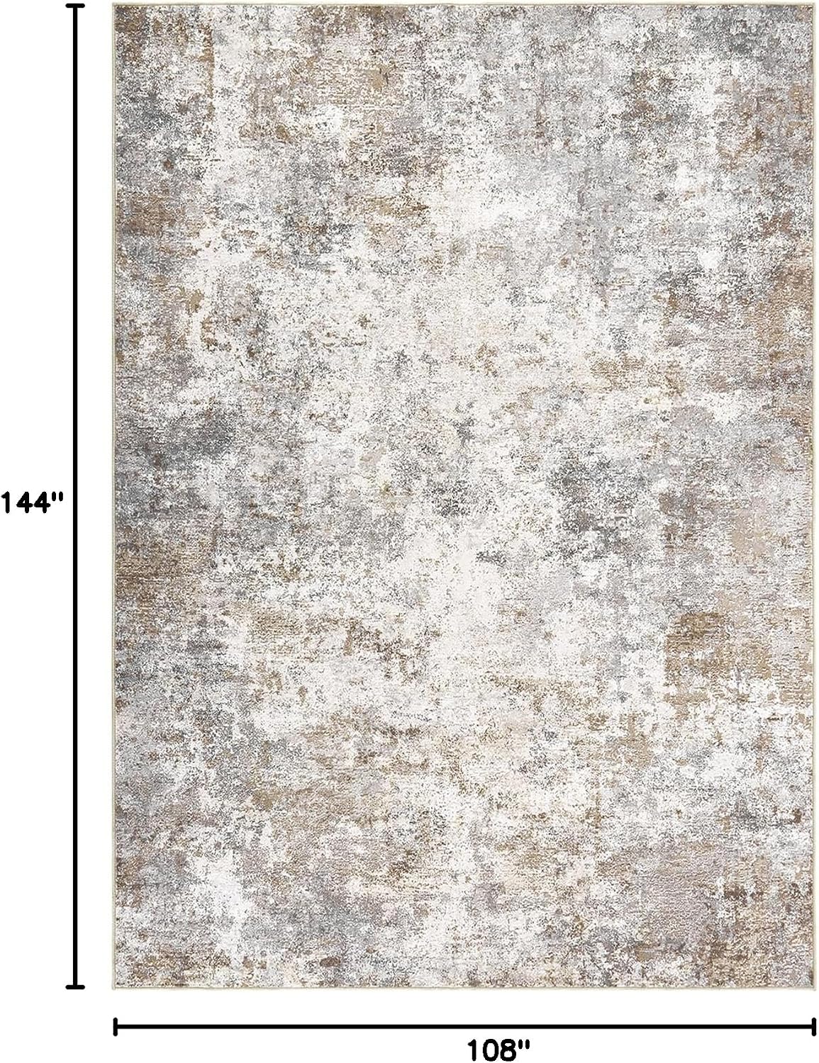 UERMEI 9x12 Area Rug Living Room Rugs - Washable Neutral Modern Abstract Soft Thin Large Rug Indoor Floor No Slip Rug Carpet for Bedroom Under Dining Table Home Office Decor - Brown Grey