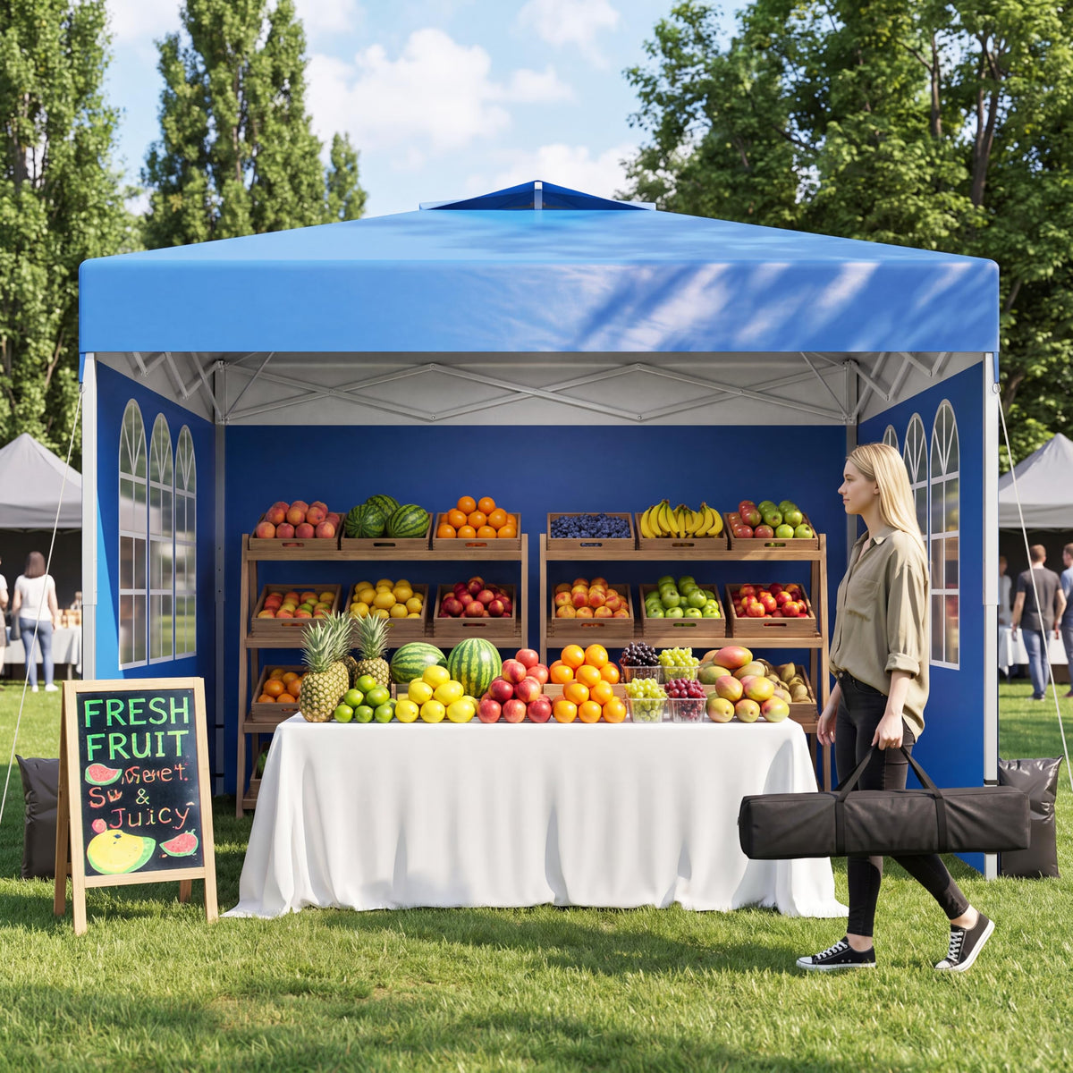 10x10 One Push Pop Up Canopy Tent with Vented Roof, White