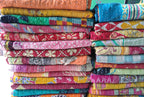 Handmade Vintage Kantha Quilt 3-Layer Cotton Blanket, Bohemian Kantha Throw, Reversible Patchwork Gudari Blanket for Bed, Couch, Sofa (54 x 84 1pices)