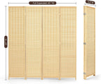 4 Panel Bamboo Room Divider, Folding Privacy Screen, Natural