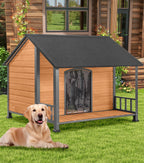 GUTINNEEN Large Outdoor Heated Dog House for Outside with Heating Pad,Brown