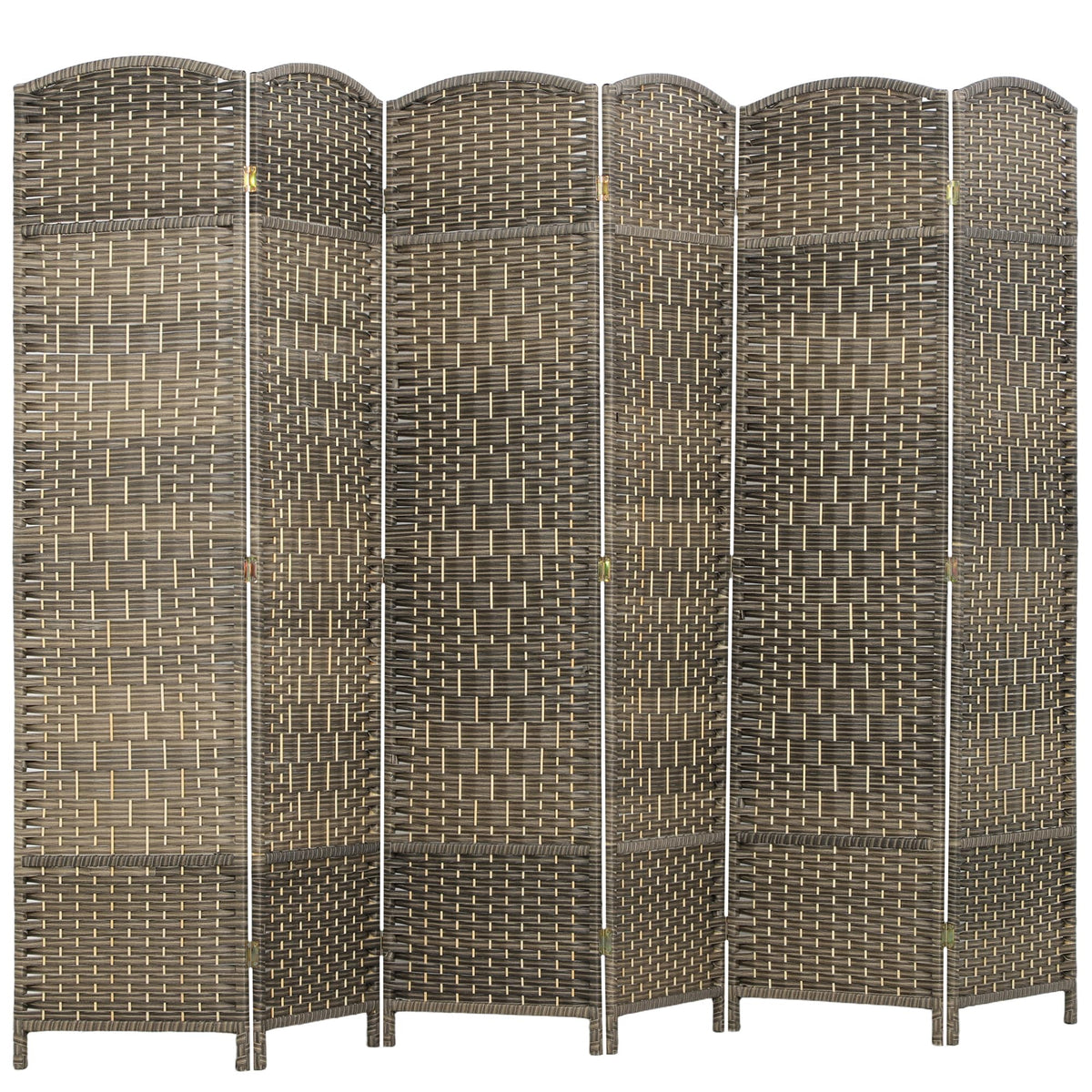 HOMCOM 3 Panel Room Divider 6 Ft Privacy Screen Hand-Woven Washed Oak