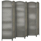 HOMCOM 3 Panel Room Divider 6 Ft Privacy Screen Hand-Woven Washed Oak
