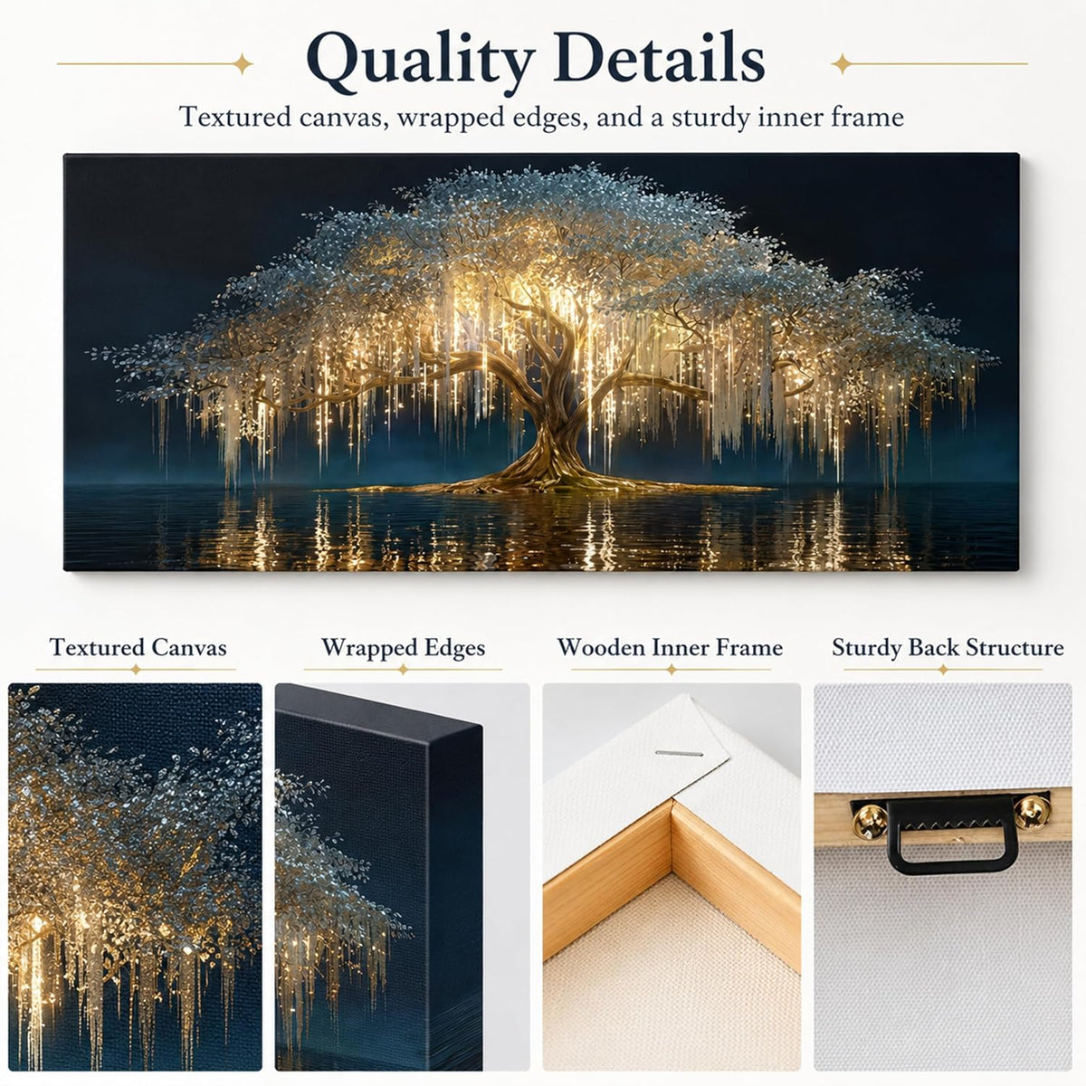 MBFKVFE Large Tree of Life Canvas Wall Art, 24x48 Inch