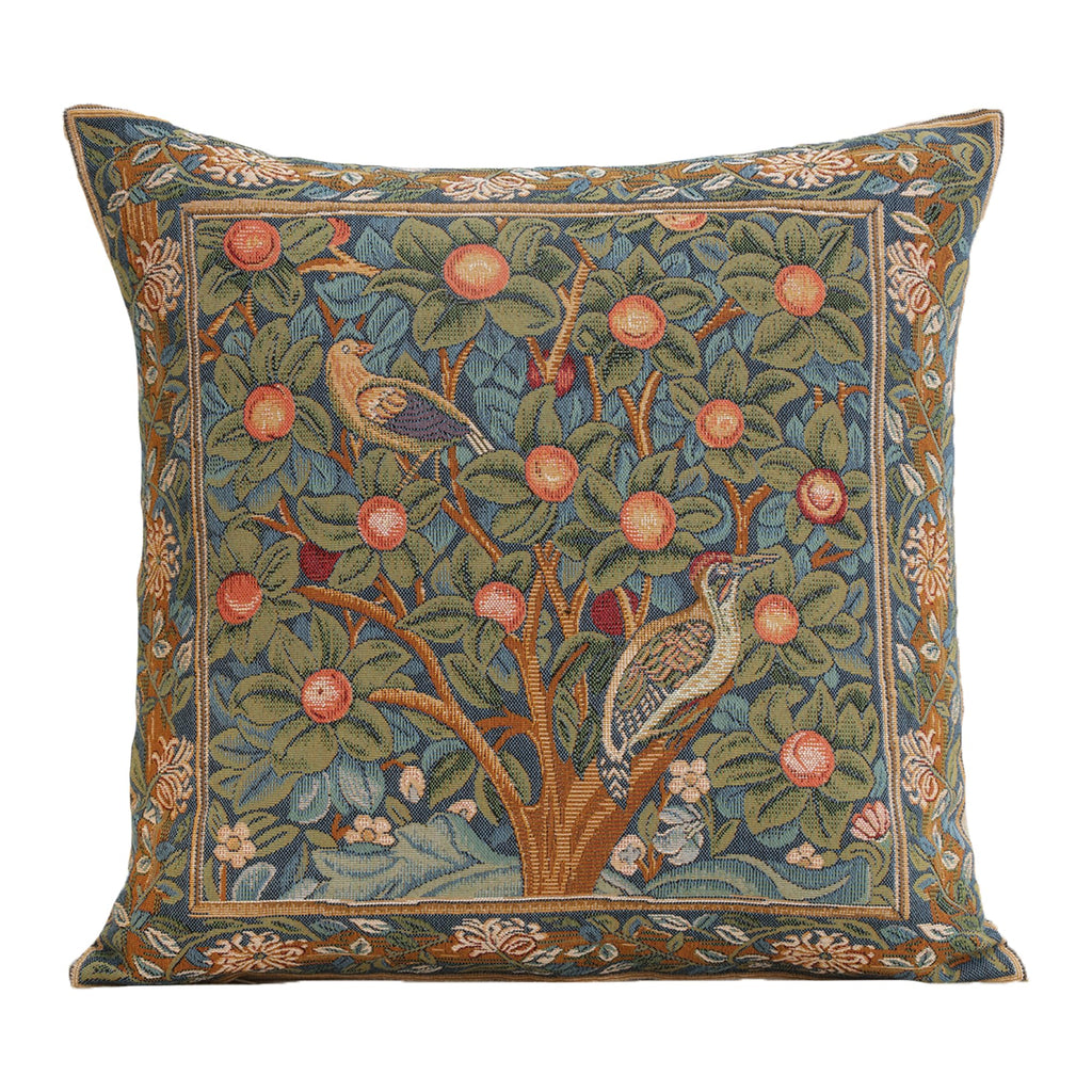 William Morris Kelmscott Tree Blue Tapestry Throw Pillow Cover 19 x 19 in