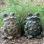 SUNGUARD Whimsical Toad Hollow Tall Stretch Jumbo Garden Frog Statues-Natural Brown